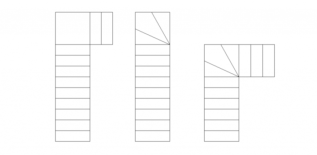 Posibles formas de escaleras en forma de L